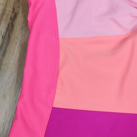 🧚‍♂️Free Country Fuchsia, Coral Orange, & Pink Colorblock Tankini - Picture 5 of 12